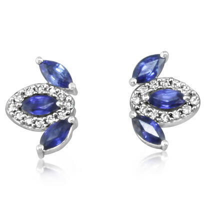 Sapphire & Diamond Mini Fan Earrings