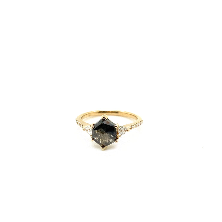 6 Sided Black Diamond Ring