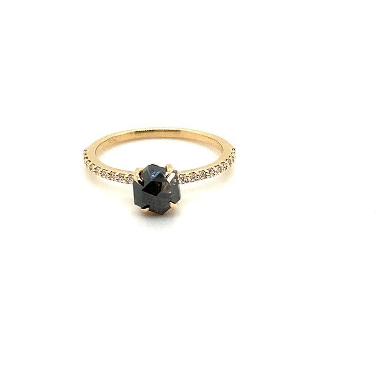 Hexagonal Black Rose-cut Diamond Ring