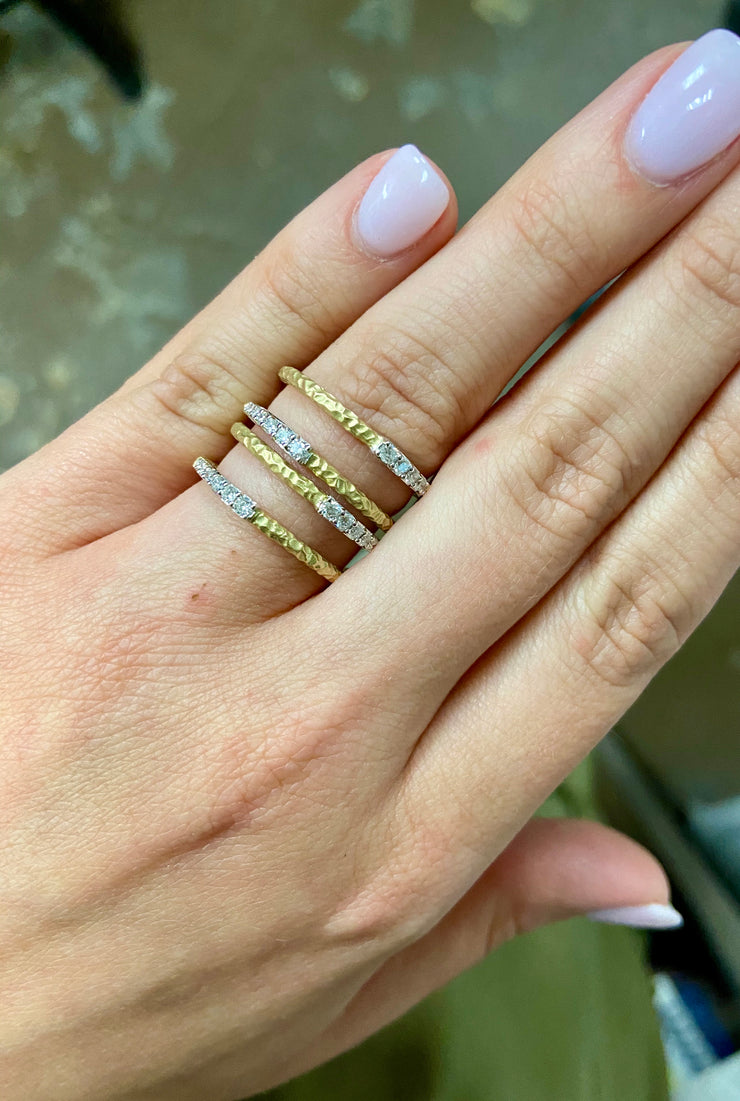 4 Row Hammered Ring
