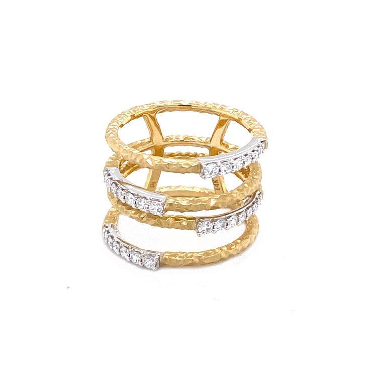 4 Row Hammered Ring