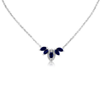 Marquis Sapphire & Diamond Curved Necklace