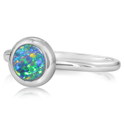 Bezel Set Australian Opal Doublet Ring