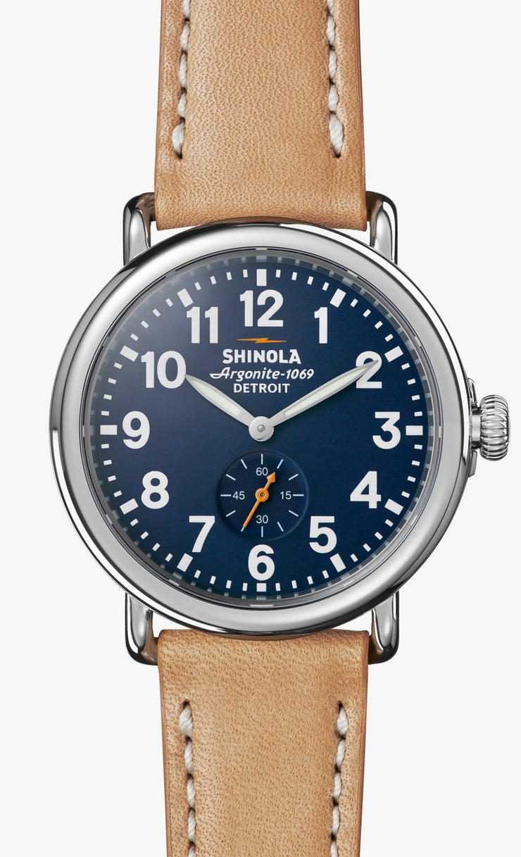 THE RUNWELL 41MM Blue Dial on Tan Strap