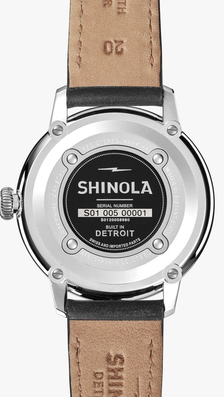 Shinola THE BEDROCK 42MM Black Dial on Black Strap Worthmore Jewelers