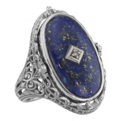 Victorian Inspired Oval Lapis Ring